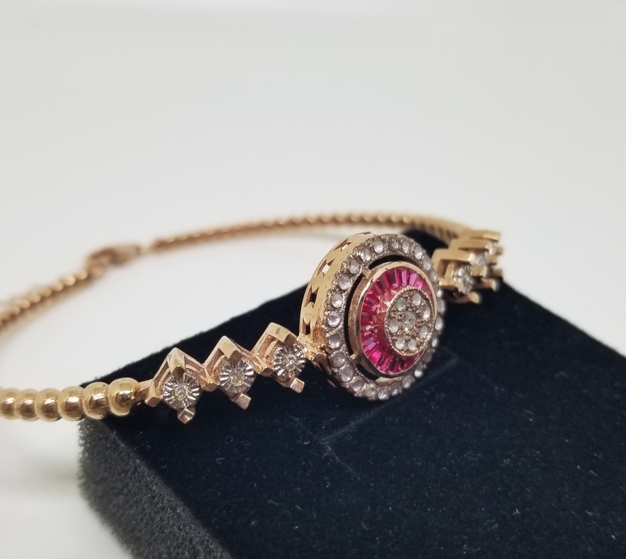 ELMAS VE YAKUT TAŞLI ÖZEL YAPIM BİLEKLİK