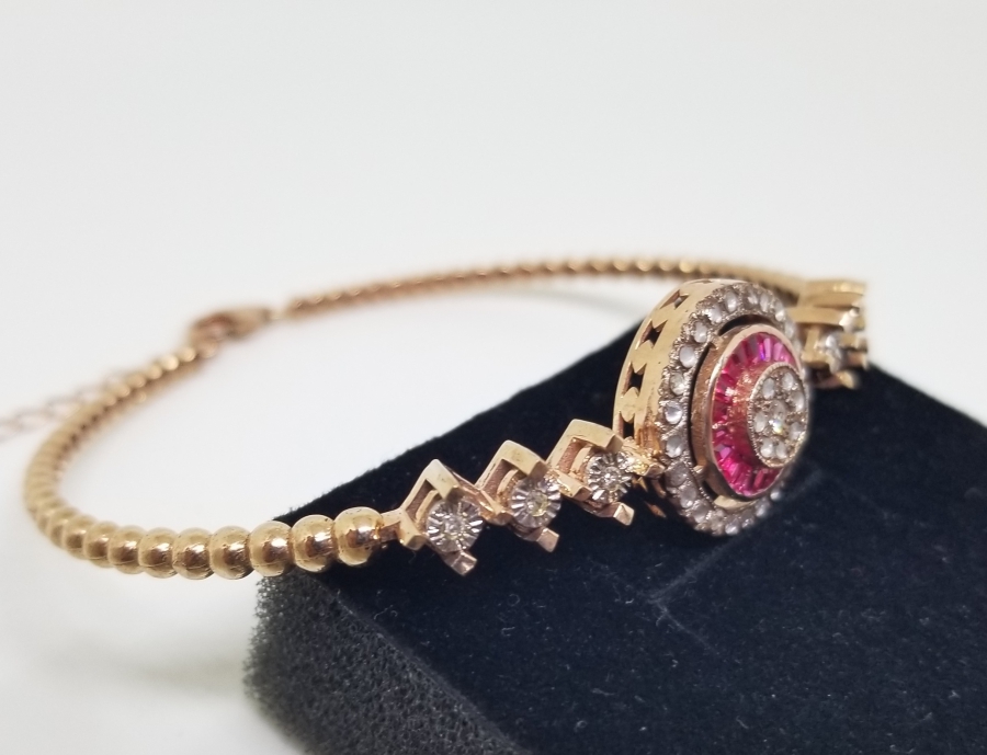 ELMAS VE YAKUT TAŞLI ÖZEL YAPIM BİLEKLİK