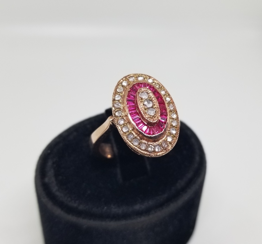 ELMAS VE YAKUT TAŞLI ÖZEL YAPIM YÜZÜK