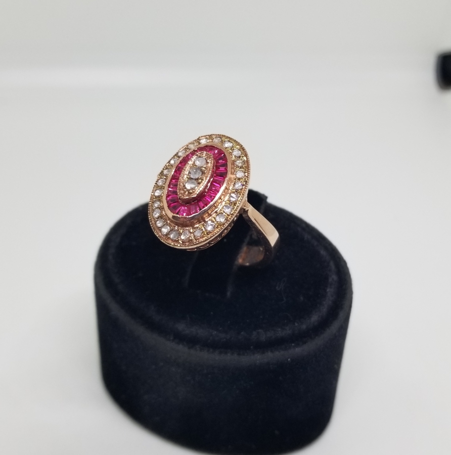 ELMAS VE YAKUT TAŞLI ÖZEL YAPIM YÜZÜK