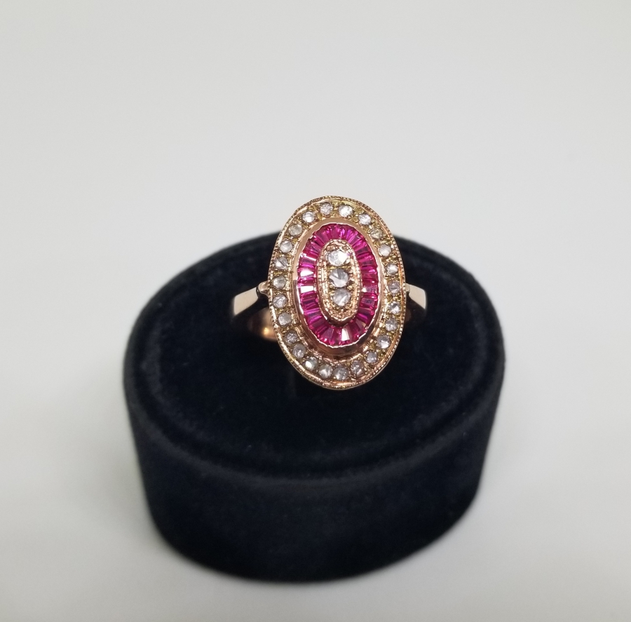 ELMAS VE YAKUT TAŞLI ÖZEL YAPIM YÜZÜK