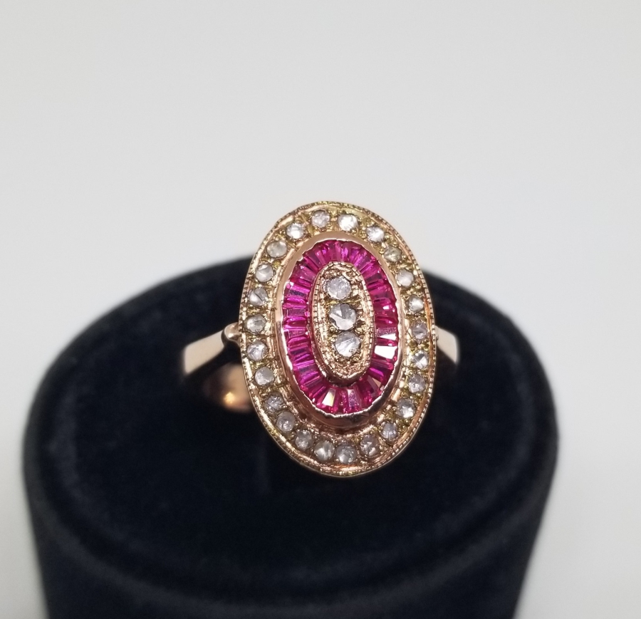 ELMAS VE YAKUT TAŞLI ÖZEL YAPIM YÜZÜK