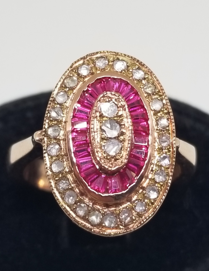 ELMAS VE YAKUT TAŞLI ÖZEL YAPIM YÜZÜK