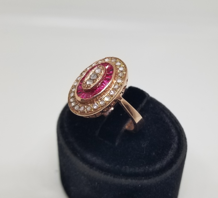 ELMAS VE YAKUT TAŞLI ÖZEL YAPIM YÜZÜK