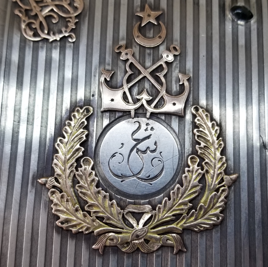 GÜMÜŞ ÜZERİ ALTIN ÇAKMA İŞÇİLİKLİ OSMANLI DENİZCİ PAŞA SİGARA TABAKASI