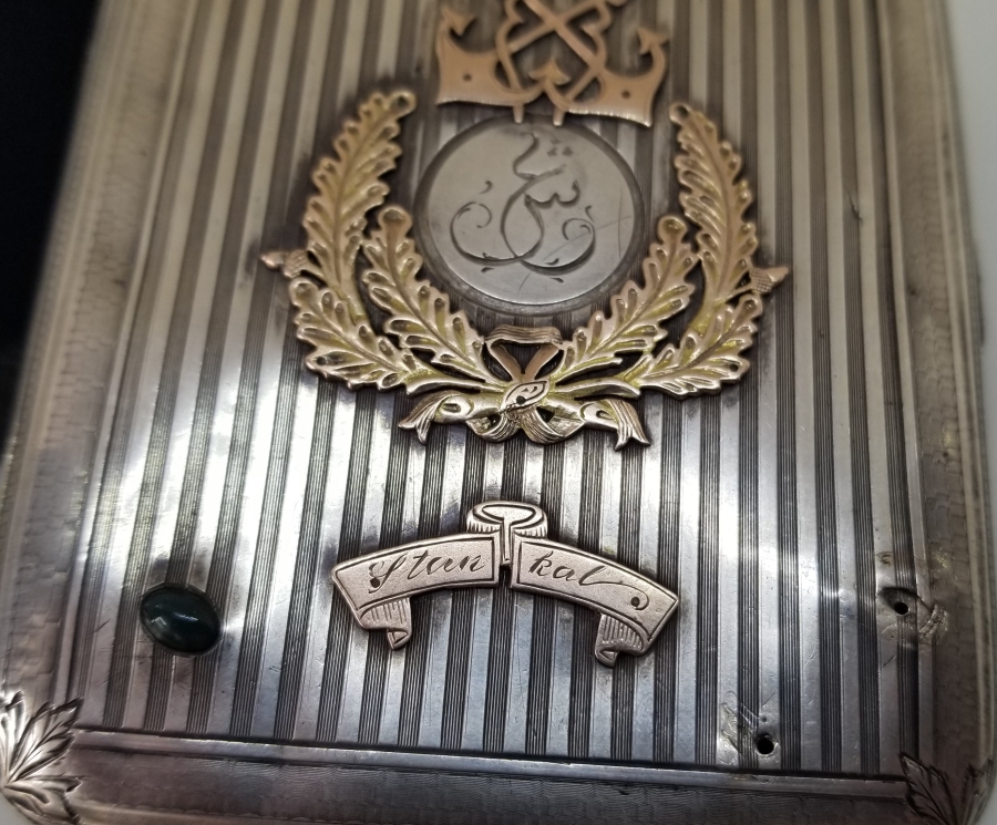 GÜMÜŞ ÜZERİ ALTIN ÇAKMA İŞÇİLİKLİ OSMANLI DENİZCİ PAŞA SİGARA TABAKASI