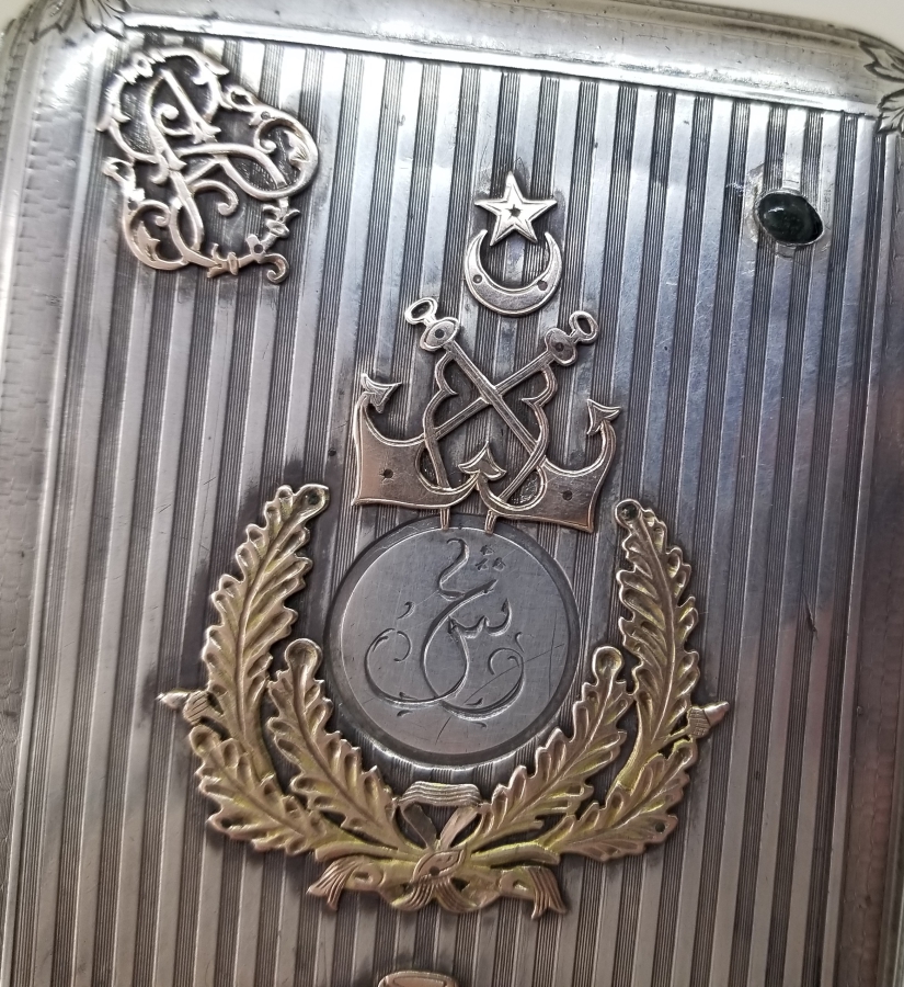 GÜMÜŞ ÜZERİ ALTIN ÇAKMA İŞÇİLİKLİ OSMANLI DENİZCİ PAŞA SİGARA TABAKASI