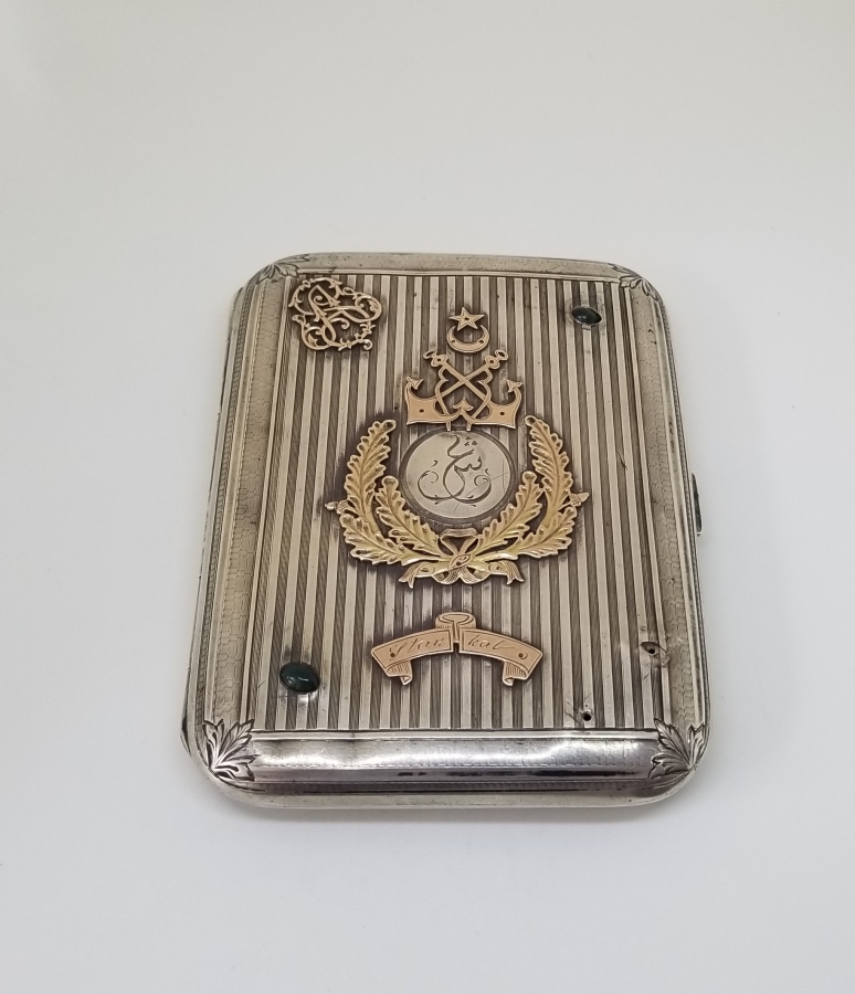 GÜMÜŞ ÜZERİ ALTIN ÇAKMA İŞÇİLİKLİ OSMANLI DENİZCİ PAŞA SİGARA TABAKASI