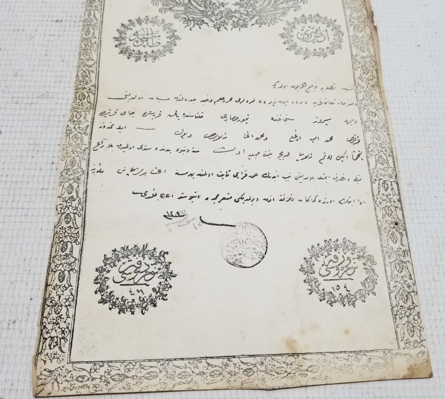 ABDÜLAZİZ HAN DÖNEMİ SARAYDAN VERİLMİŞ EL YAZMA NADİR SENEDİ HAKANİ