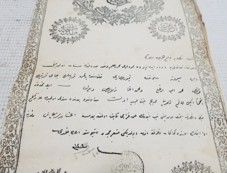 ABDÜLAZİZ HAN DÖNEMİ SARAYDAN VERİLMİŞ EL YAZMA NADİR SENEDİ HAKANİ