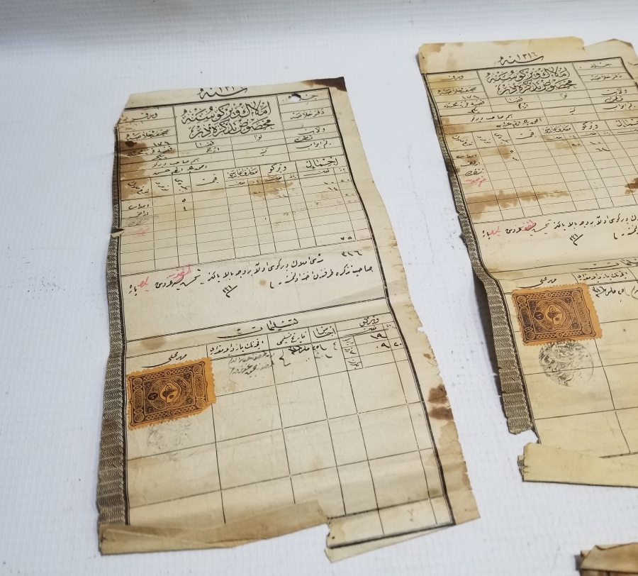 ÜZERLERİ PULLU OSMANLI DÖNEMİ MAKBUZ LOTU