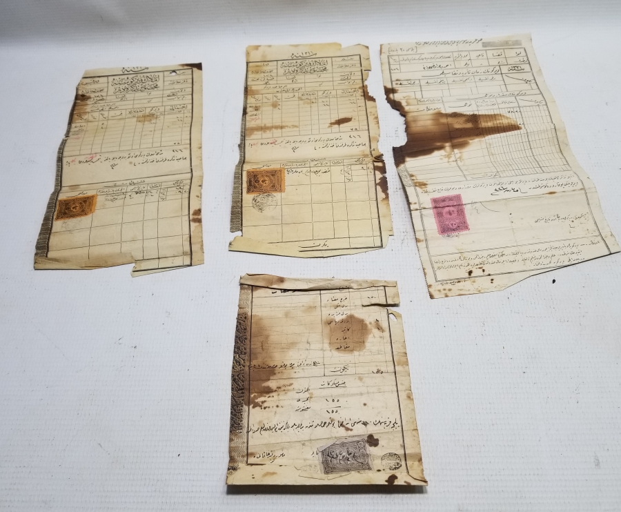 ÜZERLERİ PULLU OSMANLI DÖNEMİ MAKBUZ LOTU