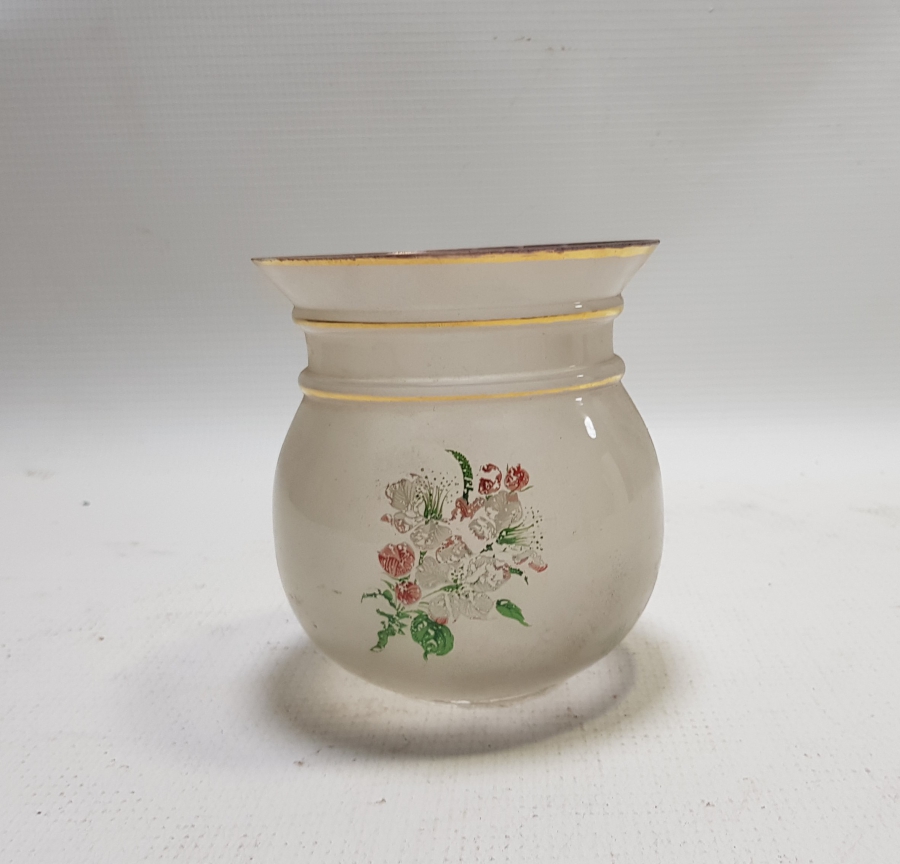 ÜZERİ ALTIN VARAKLI ANTİKA CAM GAZ LAMBASI BACASI - FANUSU