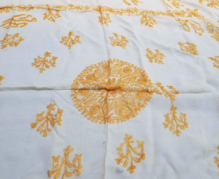 SUZANİ İŞÇİLİKLİ ÜZERİ OSMANLICA YAZILI OSMANLI DÖNEMİ BOHÇA