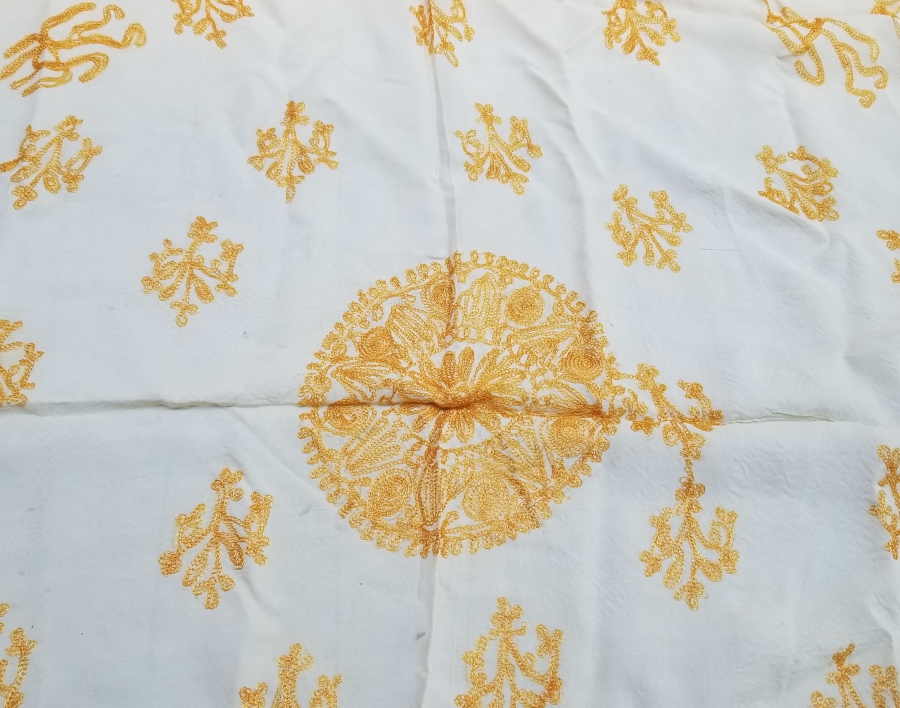 SUZANİ İŞÇİLİKLİ ÜZERİ OSMANLICA YAZILI OSMANLI DÖNEMİ BOHÇA