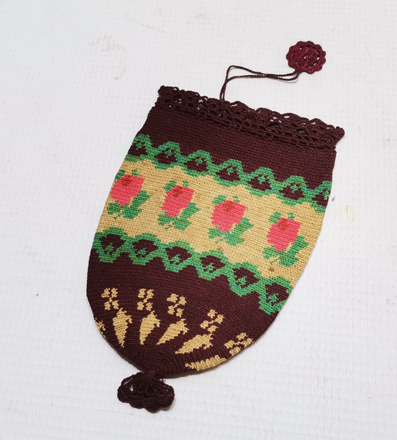 GÜMÜŞ SIRMALI VE KÖK BOYALI OSMANLI DÖNEMİ PARA KESESİ