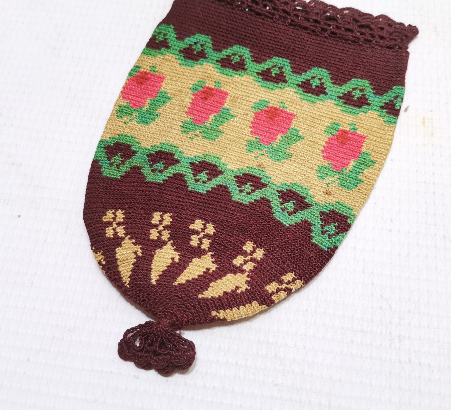 GÜMÜŞ SIRMALI VE KÖK BOYALI OSMANLI DÖNEMİ PARA KESESİ