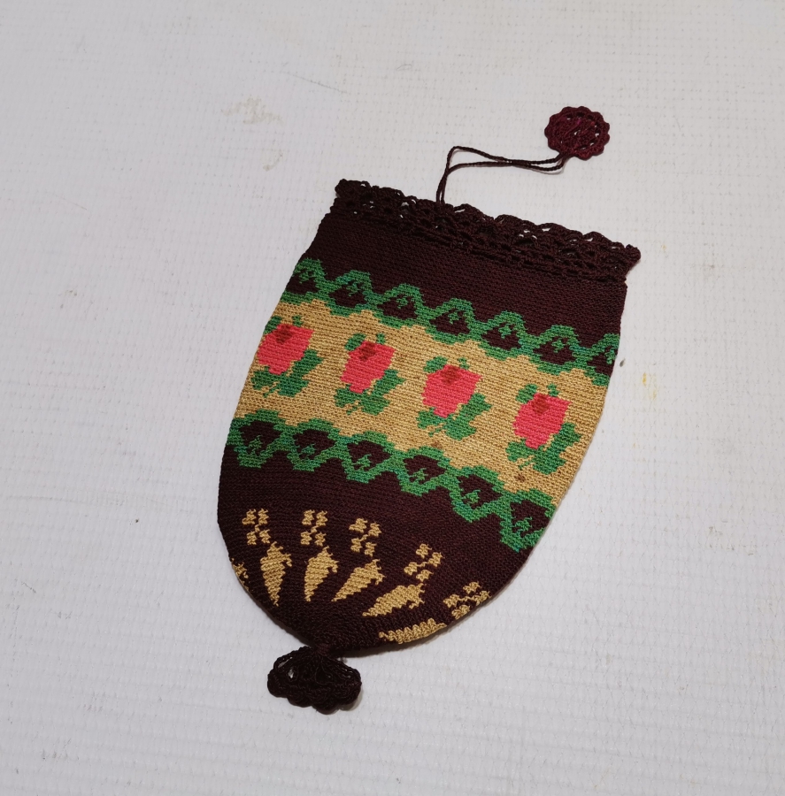 GÜMÜŞ SIRMALI VE KÖK BOYALI OSMANLI DÖNEMİ PARA KESESİ