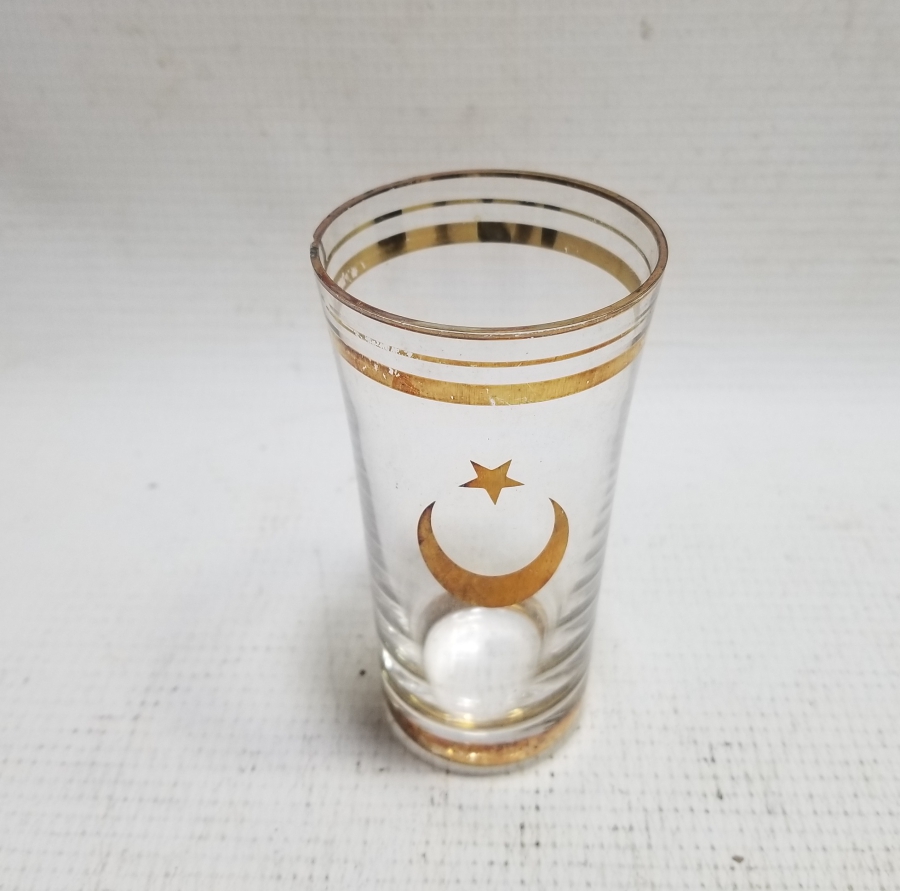 ÜZERİ AY YILDIZLI VE ALTIN VARAKLI NADİR RAKI BARDAĞI