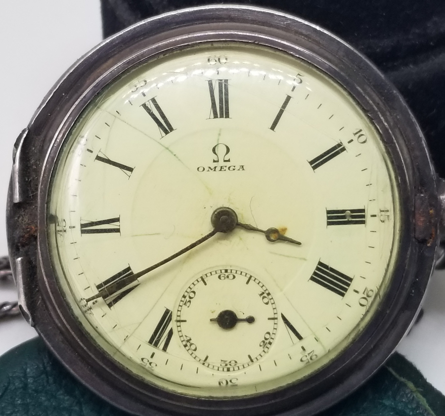 ORİJİNAL GÜMÜŞ KÖSTEĞİYLE KURMALI OMEGA CEP SAATİ