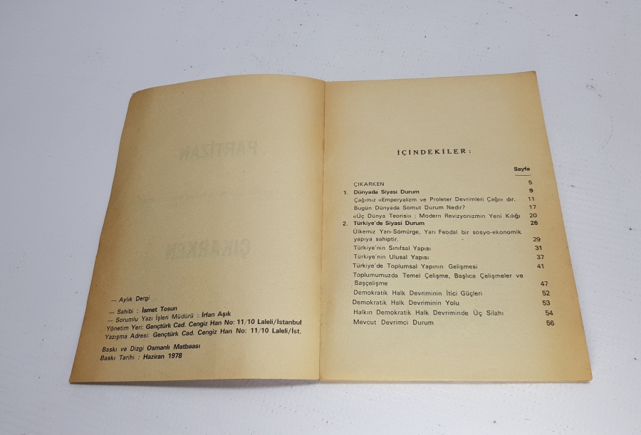 PARTİZAN İSİMLİ 1978 TARİHLİ SOL PROPAGANDA DERGİSİ
