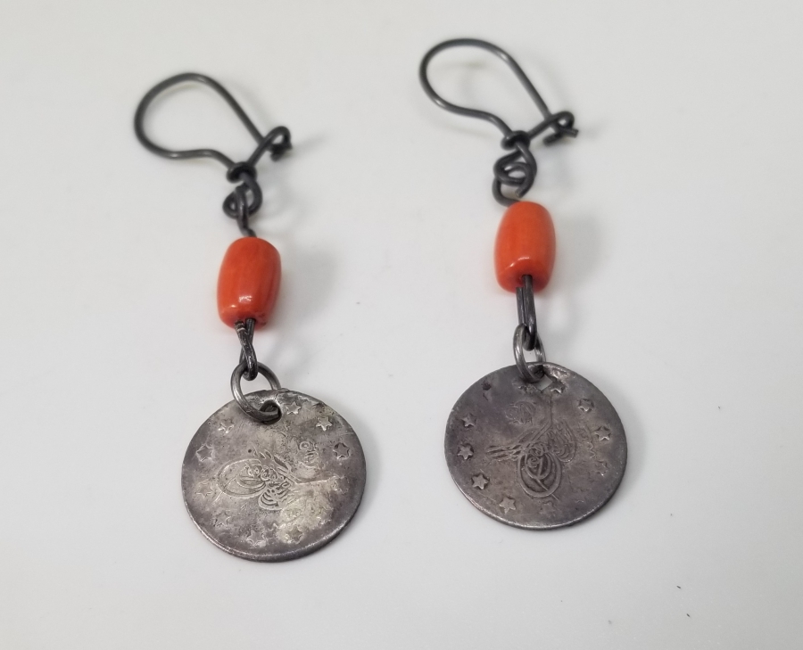 MERCANLI VE OSMANLI PARALI ÖZEL YAPIM GÜMÜŞ KÜPE