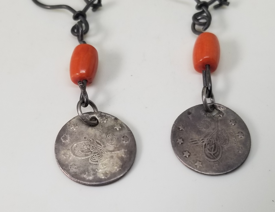 MERCANLI VE OSMANLI PARALI ÖZEL YAPIM GÜMÜŞ KÜPE