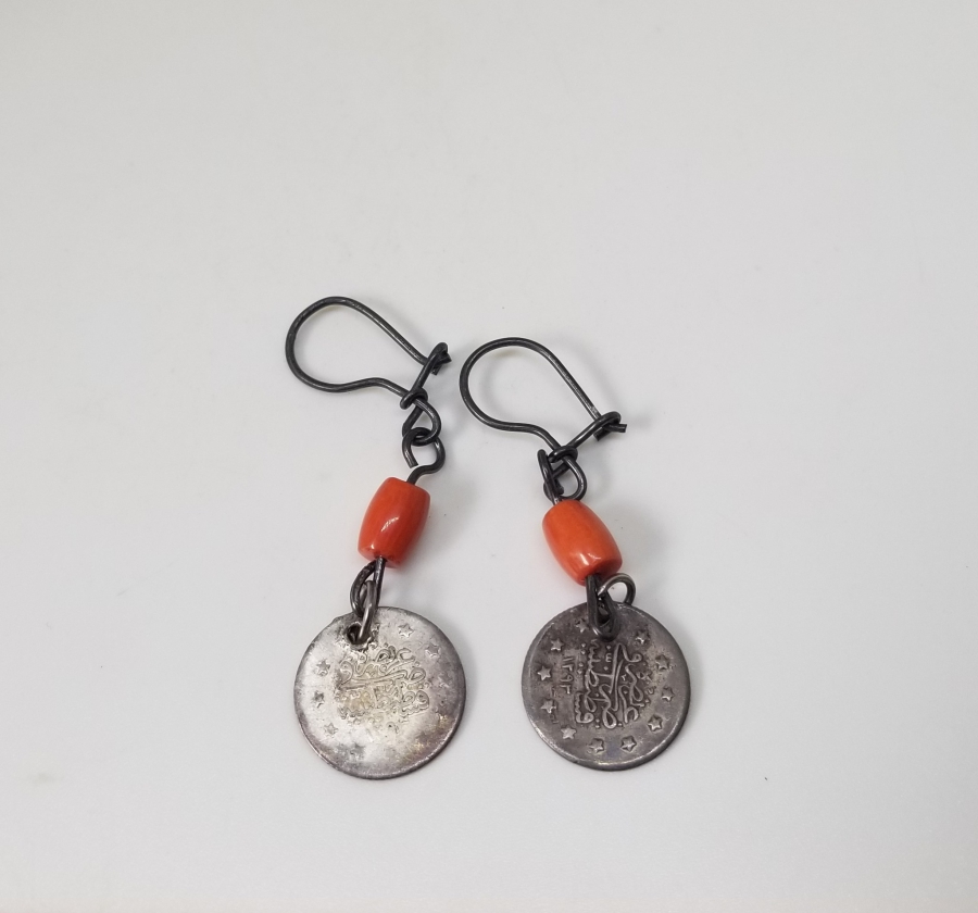 MERCANLI VE OSMANLI PARALI ÖZEL YAPIM GÜMÜŞ KÜPE