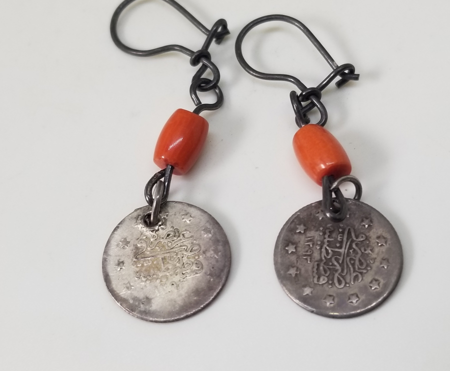 MERCANLI VE OSMANLI PARALI ÖZEL YAPIM GÜMÜŞ KÜPE