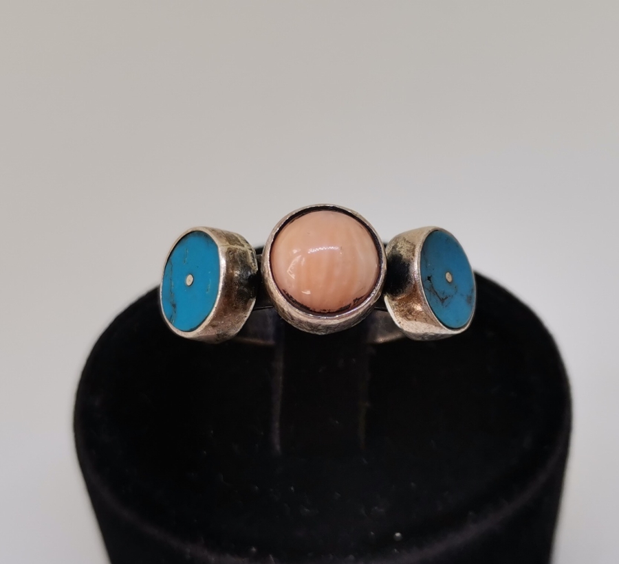 SÜLEYMANİYE AKİKLİ VE TURKUAZ TAŞLI ÖZEL YAPIM YÜZÜK