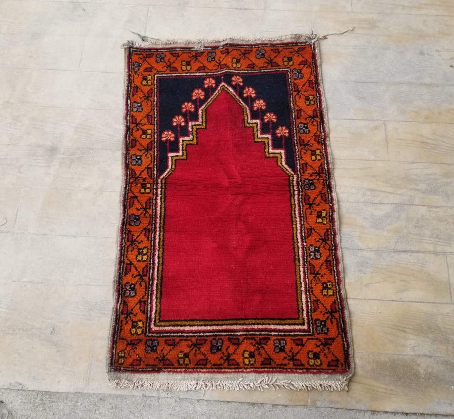 OSMANLI DÖNEMİ EL DOKUMA MİHRAPLI HALI SECCADE