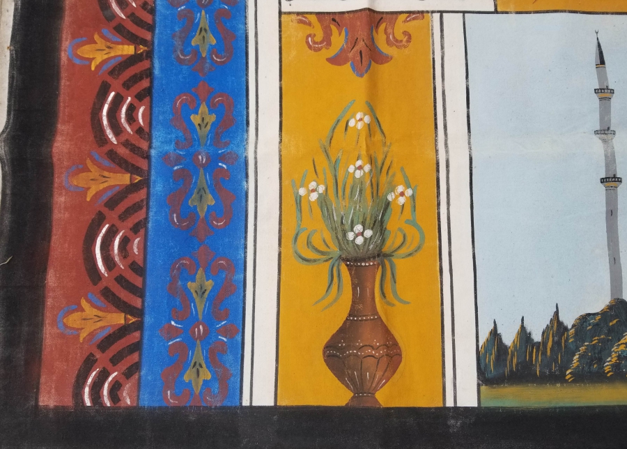 TUVAL ÜZERİ YAĞLI BOYA ÇOK NADİR OSMANLI DÖNEMİ TABLO - PANO