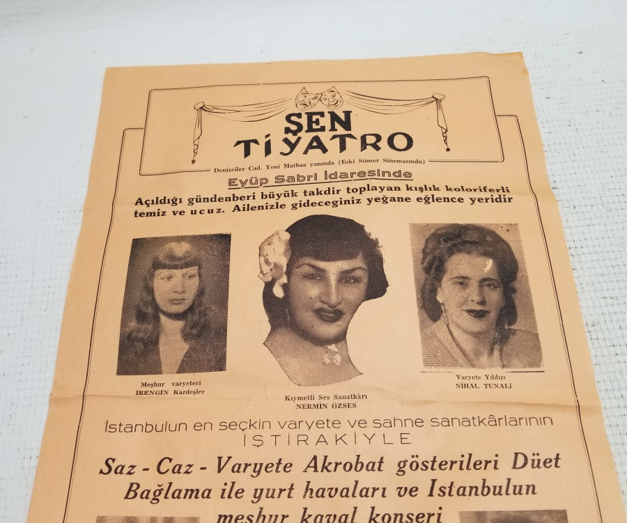 ÇOK NADİR ANTİKA ŞEN TİYATRO AFİŞİ