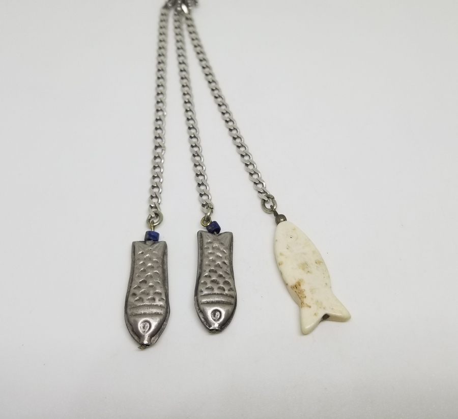 ÖZEL YAPIM ANTİKA GÜMÜŞ BALIKLI TESPİH PÜSKÜLÜ