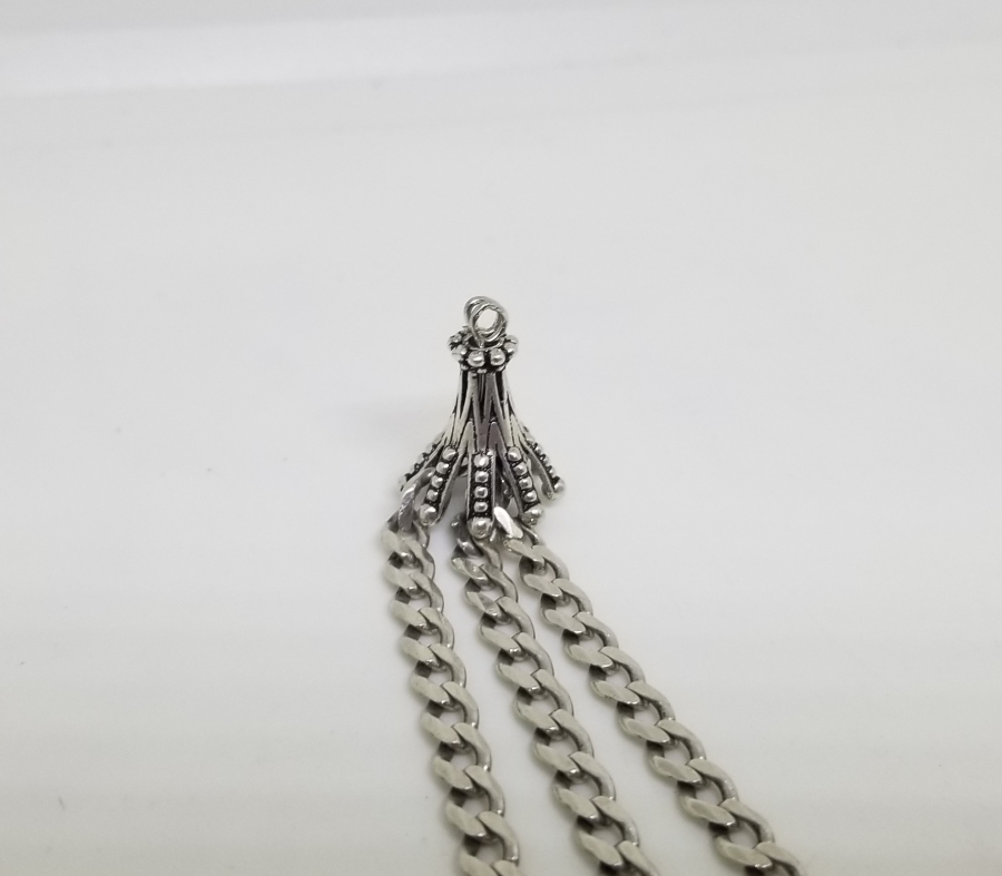 ÖZEL YAPIM ANTİKA GÜMÜŞ BALIKLI TESPİH PÜSKÜLÜ