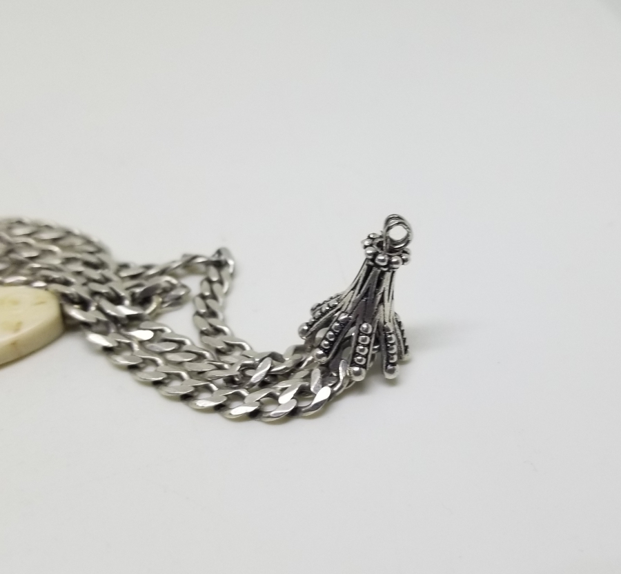 ÖZEL YAPIM ANTİKA GÜMÜŞ BALIKLI TESPİH PÜSKÜLÜ