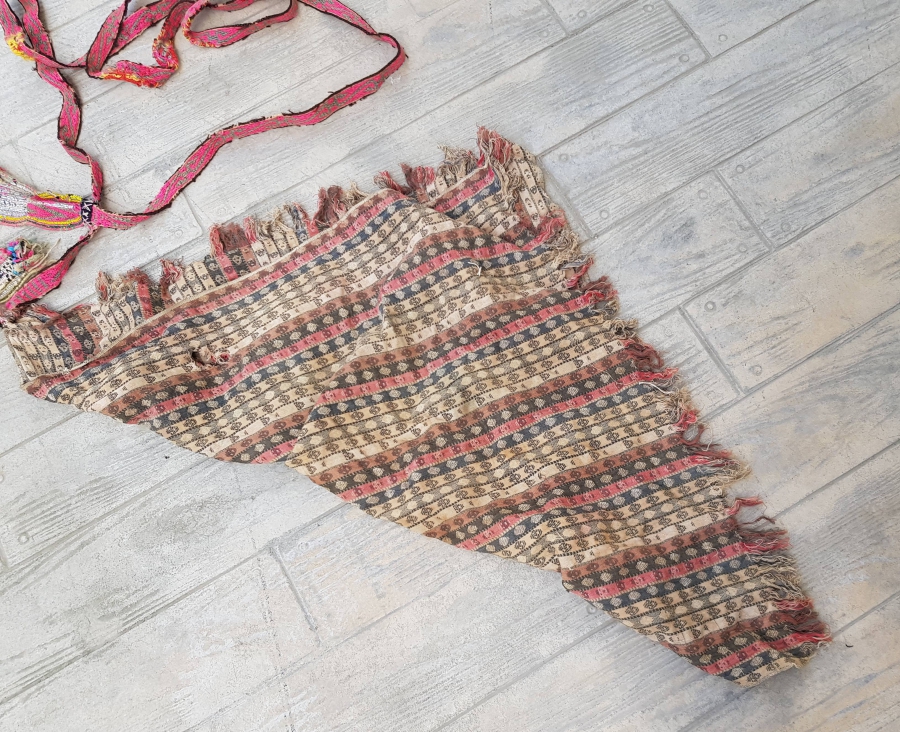 OSMANLI DÖNEMİ EL DOKUMA TÜRKMEN İŞİ BONCUKLU BEBEK ARKALIĞI - KUNDAK