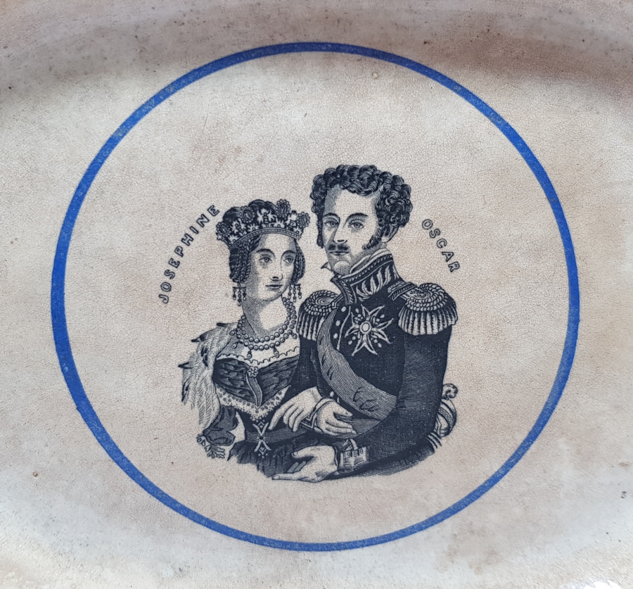 1840'LARDAN NORVEÇ KRALI OSCAR VE JOSEPHINE RESİMLİ PORSELEN TABAK
