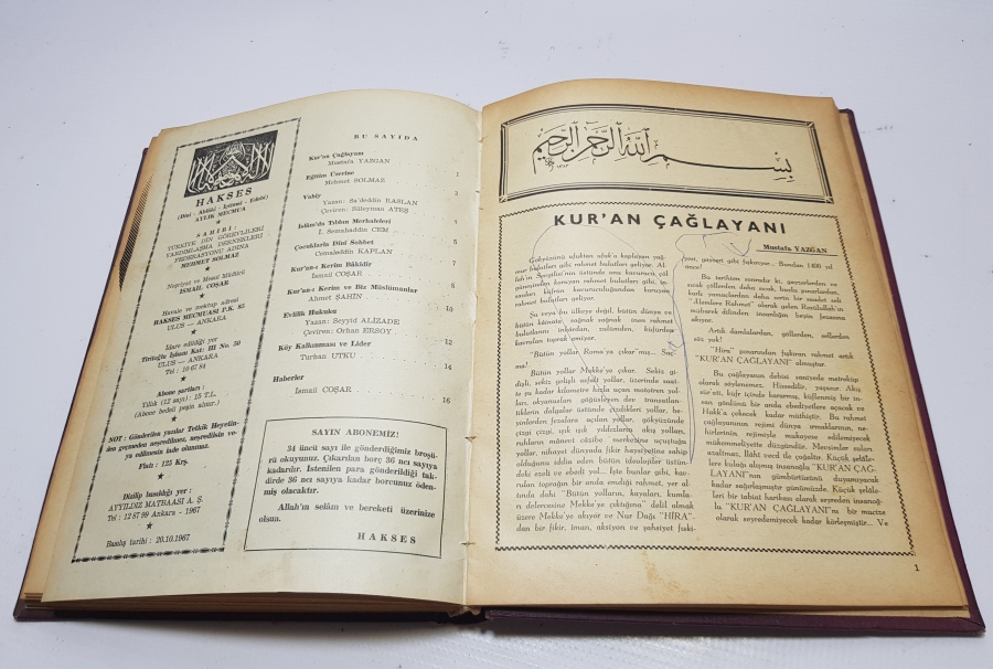 1967 TARİHLİ HAKSES İSİMLİ MECMUA
