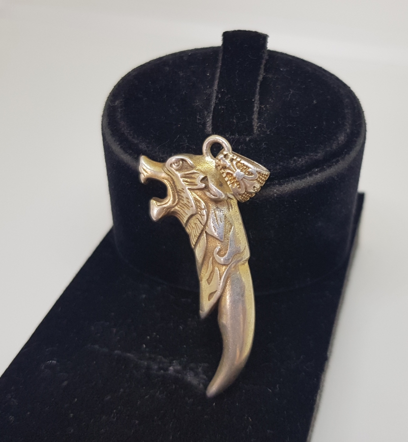 ASLAN BAŞLI ÖZEL YAPIM GÜMÜŞ KOLYE UCU