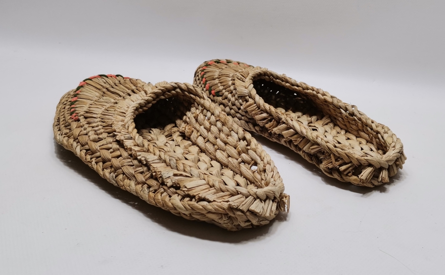 OSMANLI DÖNEMİ HURMA YAPRAĞINDAN YAPILMIŞ HİCAZ İŞİ ÇOK NADİR DERVİŞ AYAKKABISI