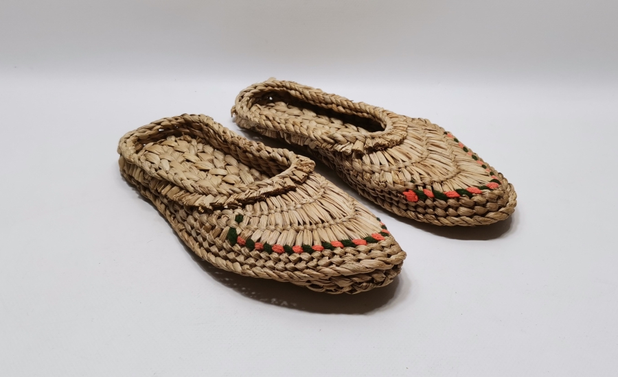 OSMANLI DÖNEMİ HURMA YAPRAĞINDAN YAPILMIŞ HİCAZ İŞİ ÇOK NADİR DERVİŞ AYAKKABISI