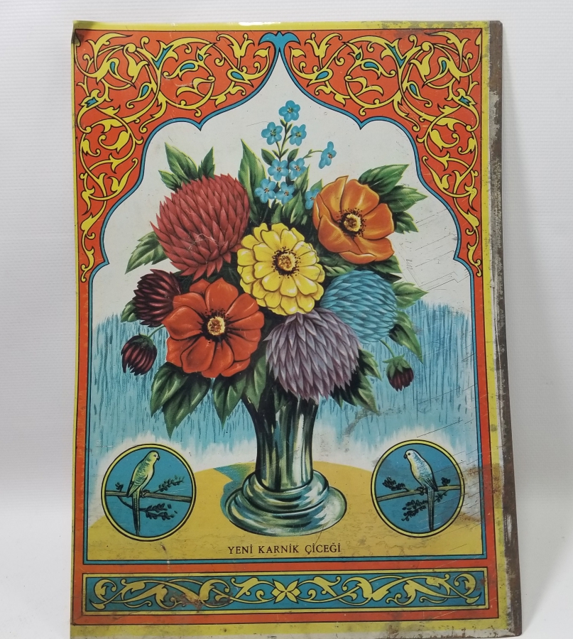 SAKSI ÇİÇEĞİ MODEL OSMANLI DÖNEMİ TENEKE SANDIK ÖNÜ PARÇASI