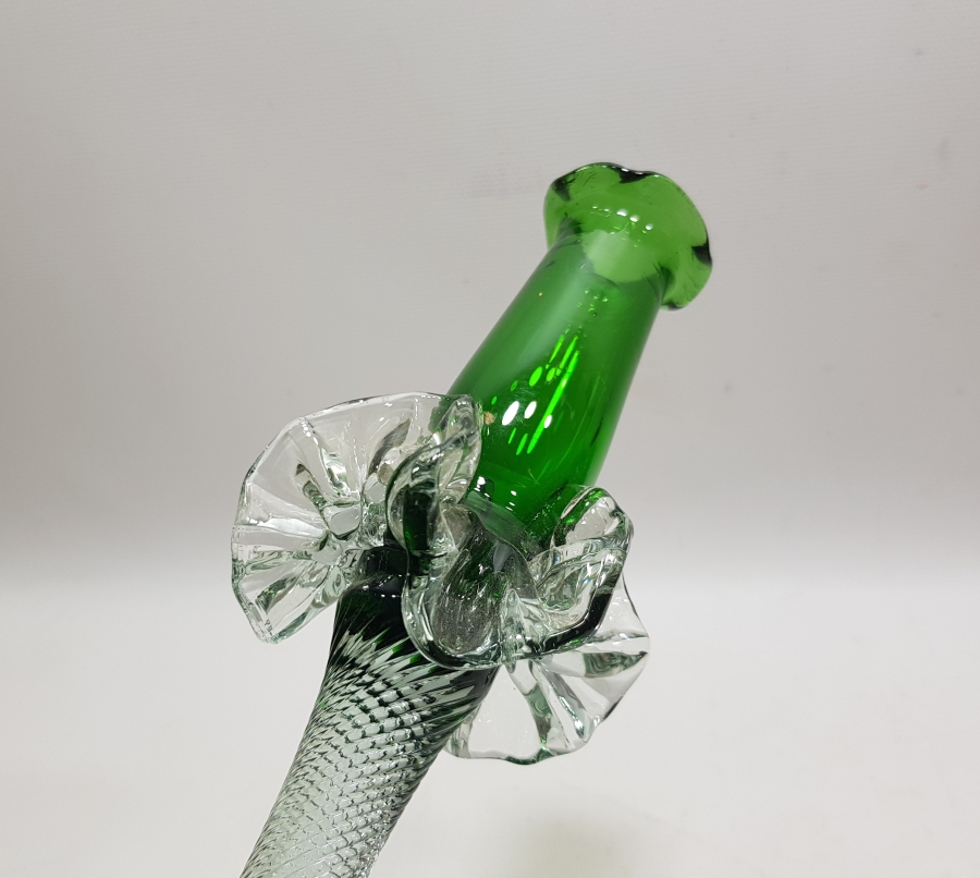 ÜFLEME CAMDAN MAMUL KOPARMA İŞÇİLİKLİ ANTİKA MURANO ŞAMDAN