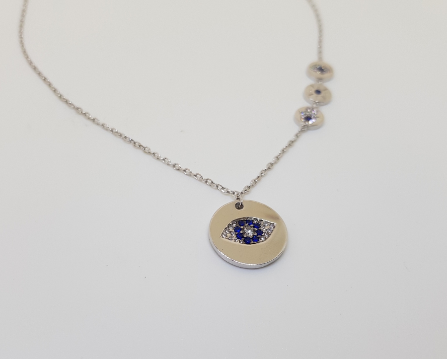 NAZAR BONCUKLU AVRUPA YAPIMI GÜMÜŞ KOLYE