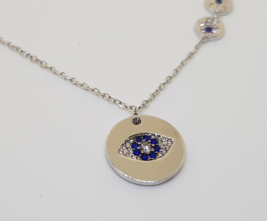 NAZAR BONCUKLU AVRUPA YAPIMI GÜMÜŞ KOLYE