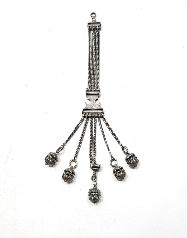 OSMANLI DÖNEMİ TUĞRALI NADİR BOYDA PRİOR CEP SAATLERİ İÇİN ÖZEL YAPILMIŞ GÜMÜŞ KÖSTEK SALLAMASI