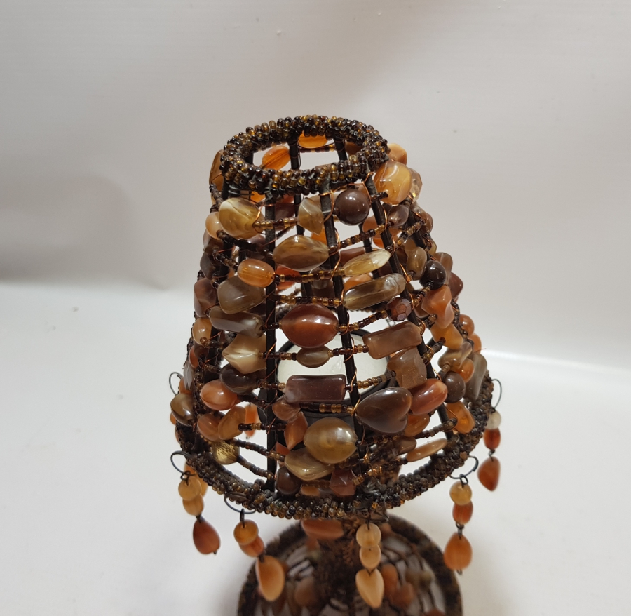 TAMAMI DOĞAL AKİK TAŞLARINDAN YAPILMIŞ ÖZEL DİZAYN ANTİKA GECE LAMBASI - ABAJUR