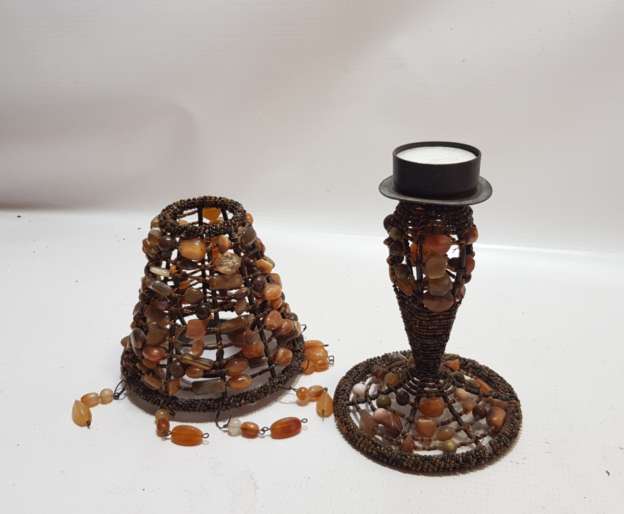 TAMAMI DOĞAL AKİK TAŞLARINDAN YAPILMIŞ ÖZEL DİZAYN ANTİKA GECE LAMBASI - ABAJUR