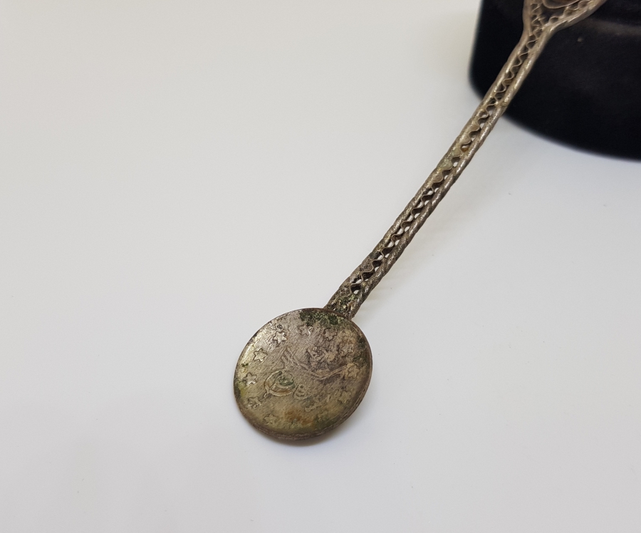 OSMANLI DÖNEMİ GÜMÜŞ KAPLAMA OSMANLI PARALI ÇAY KAŞIĞI